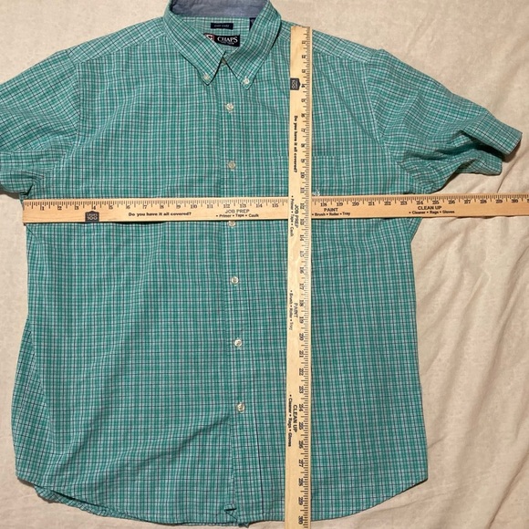 Chaps by Ralph Lauren Stretch Easy Care Plaid Button Up Shirt | Navy Blue Check - Picture 2 of 15